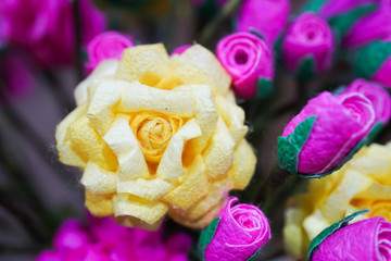roses made of silkworm cocoons 