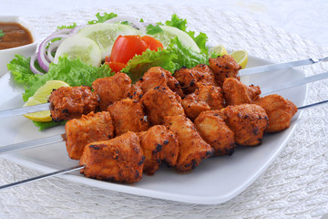 Chicken Boti Kebab, Delicious spicy and marinated boneless chicken meat cooked on charcoal flame.