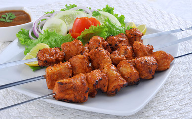 Chicken Boti Kebab, Delicious spicy and marinated boneless chicken meat cooked on charcoal flame.
