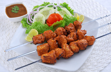 Chicken Boti Kebab, Delicious spicy and marinated boneless chicken meat cooked on charcoal flame.