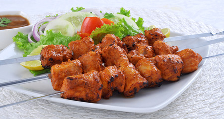 Chicken Boti Kebab, Delicious spicy and marinated boneless chicken meat cooked on charcoal flame.