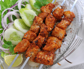 Fish Tikka, Delicious and Spicy Boneless Fish Meat on Skewers