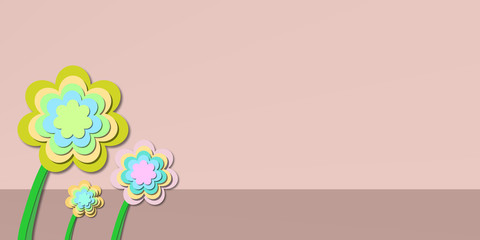 abstract floral theme with pink copy space - springtime flowers illustration