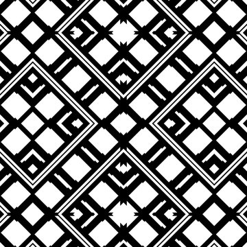 Ethnic style seamless pattern in black and white. Abstract wallpaper