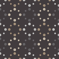 Polka dot seamless pattern. Geometric background. Dots, circles and buttons. Brushwork. Hand hatching. Can be used for wallpaper, textile, invitation card, wrapping, web page background.