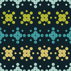 Polka dot seamless pattern. Geometric background. Dots, circles and buttons. Brushwork. Hand hatching. Can be used for wallpaper, textile, invitation card, wrapping, web page background.