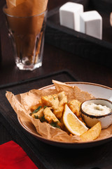 french fries and beer