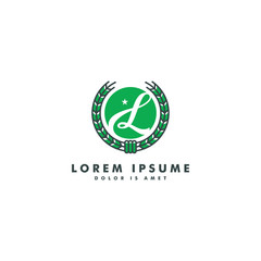 Letter L agriculture logo template, wheat icon symbol vector illustration