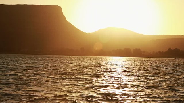 Idyllic scene on the Sea of Galilee. Israel, cca. 2015