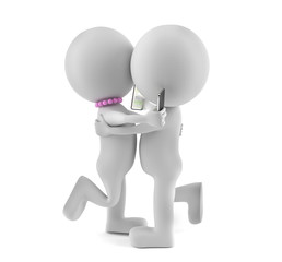 Pärchen begrüßt sich mit Smartphone