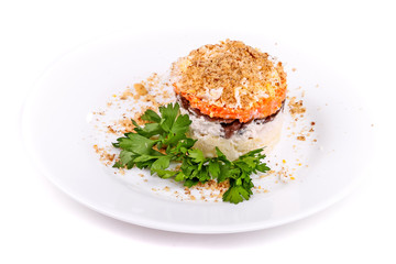 Salad of mushrooms, carrots and nuts