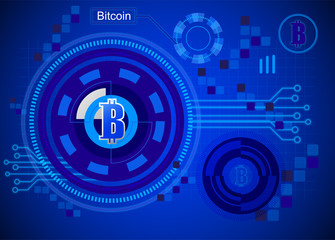 bitcoin digital money with digital background 