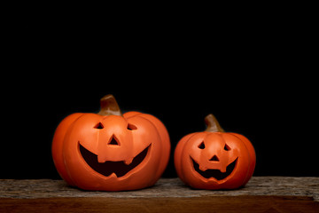Still life Halloween pumpkin on black background. Halloween concept