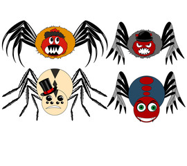 Illustration of spiders on a white background