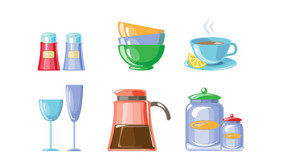 Kitchen utensil set, kitchenware, kitchen household equipment vector Illustration on a white background
