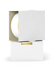 Mettalic tin with blank label inside a carton sleeve