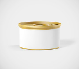 White tin 3D-model with curved blank label mock up