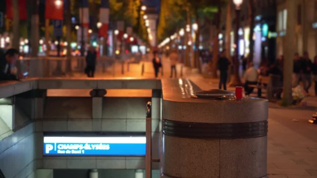 Entrance to train metro on the Champs Elysees