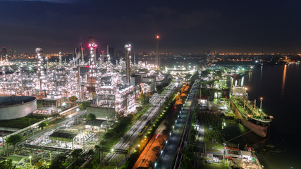 Oil refinery factory for energy or gas industry background.