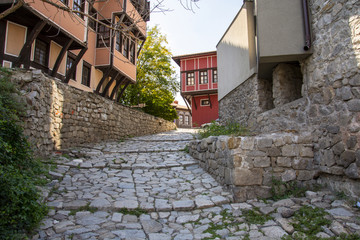 Old curved street in plovdiv,bulgaria.