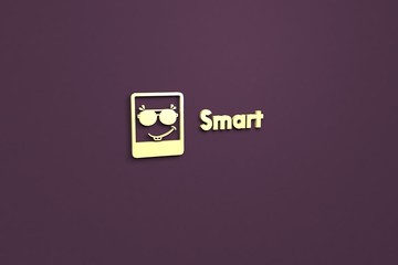 Illustration of Smart with yellow text on violet background