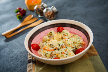 Scallop leek with basmati rice