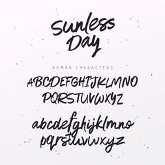 Script Font. Brush painted letters. Vector hand drawn alphabet