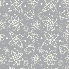 Atomic mid century seamless pattern. Vector illustration. 