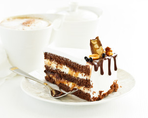 Chocolate Cake with caramel and nuts.
