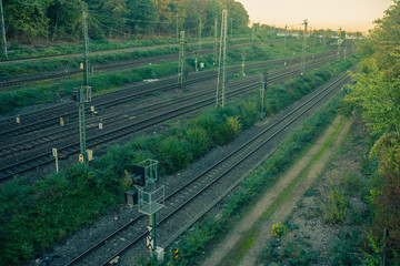 Fototapeta na wymiar railway lines at sundown