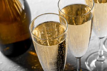 Many glasses of champagne