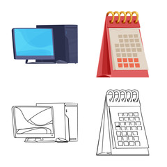 Vector illustration of furniture and work icon. Set of furniture and home stock vector illustration.