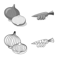 Vector design of vegetable and fruit sign. Collection of vegetable and vegetarian vector icon for stock.