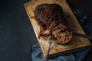 Slow-cooked pork with sugar glazing