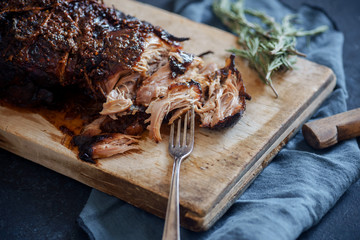 Slow-cooked pork with sugar glazing