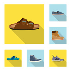 Vector design of shoe and footwear logo. Set of shoe and foot stock symbol for web.