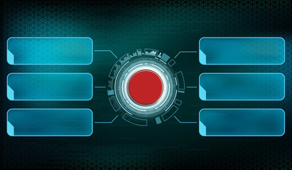 Red futuristic switch button with frame infographics. Technology