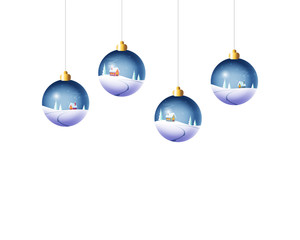 Christmas decorative balls with winter landscape theme