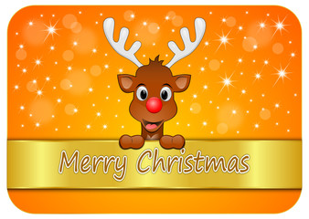 Christmas card with Reindeer wishing Merry Christmas - illustration
