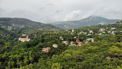 town and forest in the mountains