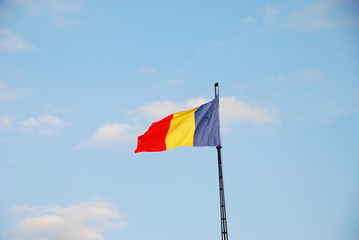 Romanian flag waving in the wind