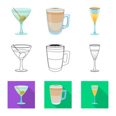 Isolated object of drink and bar sign. Collection of drink and party stock symbol for web.