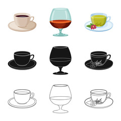Isolated object of drink and bar symbol. Set of drink and party stock vector illustration.