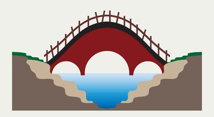 Red bridge with landscape nature