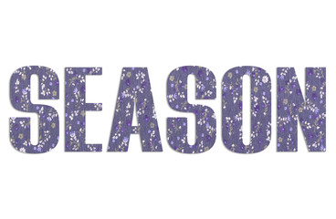 SEASON word with fabric texture on white background