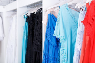 Bridesmaid dresses in wedding show room