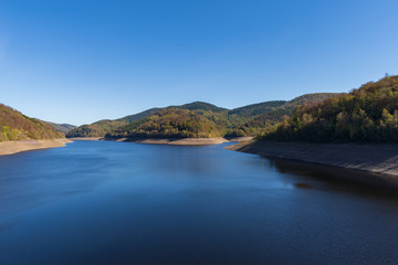 Fototapeta na wymiar Oderstausee Odertalsperre reservoir in National Park Harz Germany