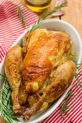 Oven baked roasted chicken with garlic
