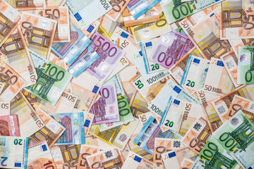 background of all euro bills for dwsing - obrazy, fototapety, plakaty