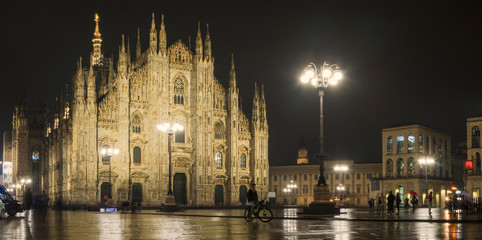 Fototapeta na wymiar Milan, Italy: night view of Milan Cathedral (Duomo di Milano)